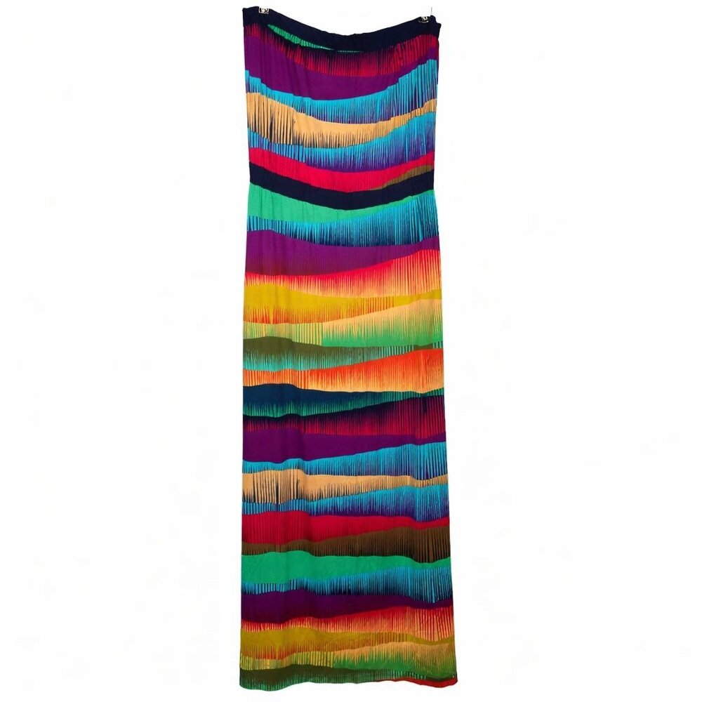 Trina Turk Rainbow Desert Strapless Maxi Dress Sz M - Picture 2 of 11